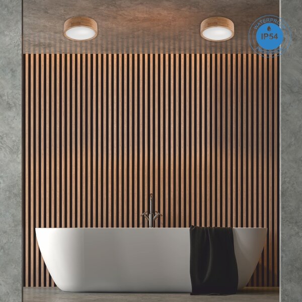 Stropné svietidlo OAK 2xE27/15W/230V IP54 dub pr. 27 cm
