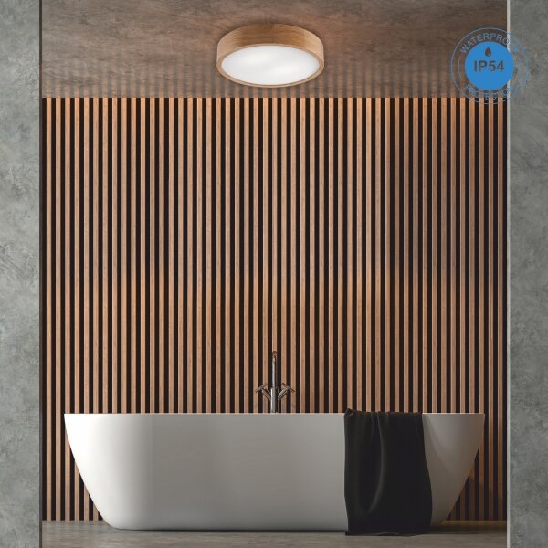 Kúpeľňové stropné svietidlo OAK 3xE27/15W/230V dub pr. 37 cm IP54