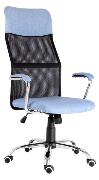 Kancelárska otočná stolička PREZIDENT PLUS — látka, sieť, modrá