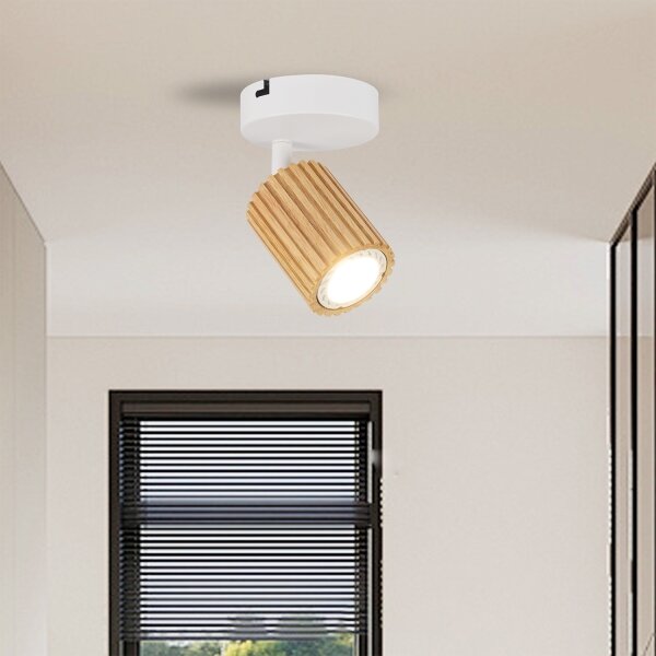 Brilagi - Nástenné bodové svietidlo MODERN WOOD 1xGU10/8W/230V drevo/biela