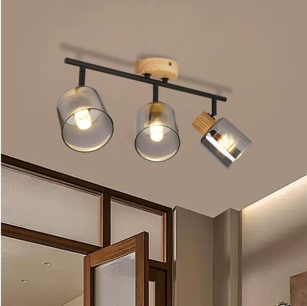 Brilagi - Bodové svietidlo HYGGE 3xE14/15W/230V drevo/dymové