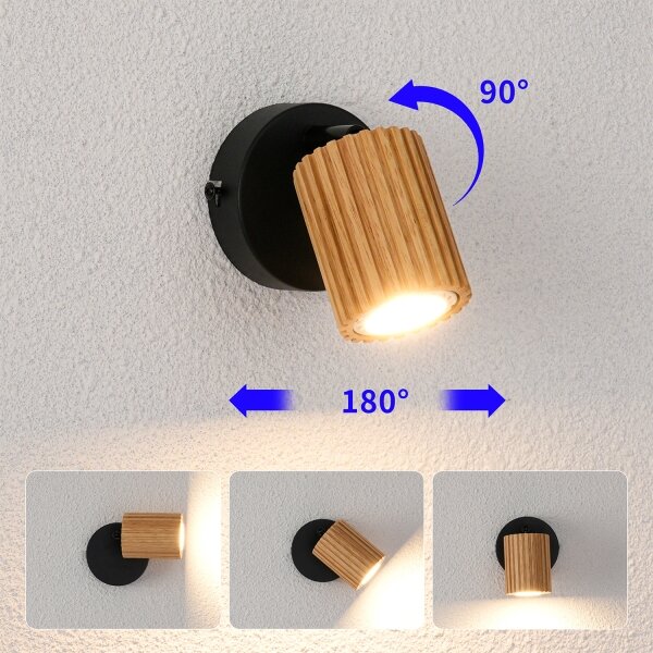 Brilagi - Nástenné bodové svietidlo MODERN WOOD 1xGU10/8W/230V drevo/čierna