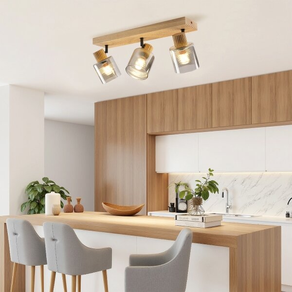 Brilagi - Bodové svietidlo HYGGE 3xE14/15W/230V drevené/dymové
