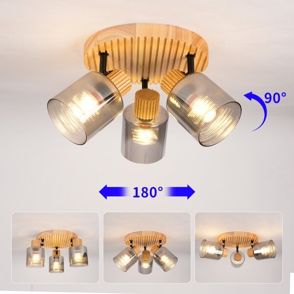 Brilagi - Bodové svietidlo HYGGE 3xE14/15W/230V drevo/dymové