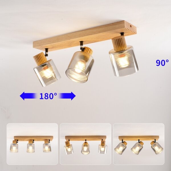 Brilagi - Bodové svietidlo HYGGE 3xE14/15W/230V drevené/dymové