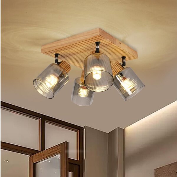 Brilagi - Bodové svietidlo HYGGE 4xE14/15W/230V drevené/dymové