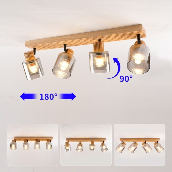 Brilagi - Bodové svietidlo HYGGE 4xE14/15W/230V drevo/dymové