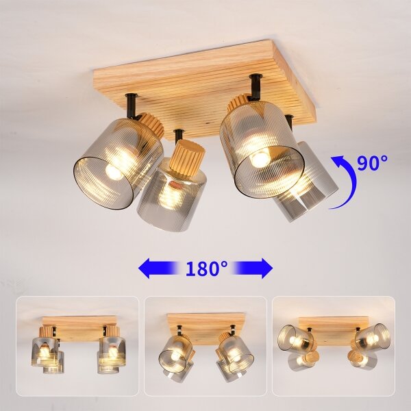 Brilagi - Bodové svietidlo HYGGE 4xE14/15W/230V drevené/dymové