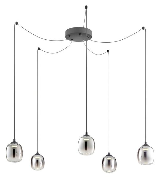 Redo 01-3487 -LED Stmievateľný luster na lanku KHADI 5xLED/5,2W/230V čierna/dýmová
