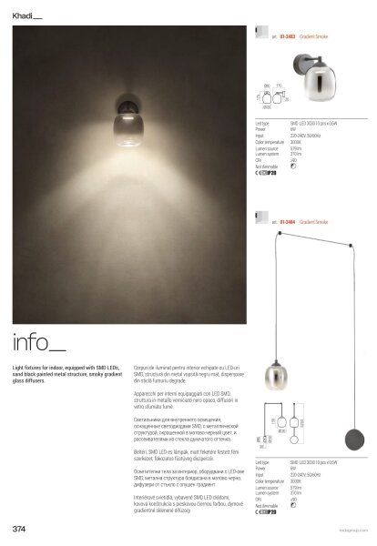 Redo 01-3488 -LED Stmievateľný luster na lanku KHADI 5xLED/5,2W/230V čierna/dymová