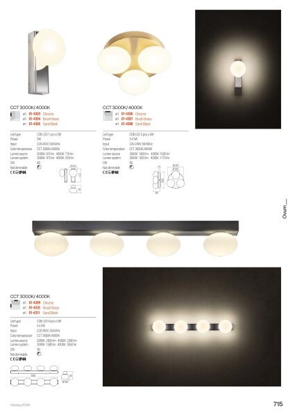 Redo 01-4306 - LED Kúpeľňové stropné svietidlo OVUM 3xLED/5W/230V IP44 chróm