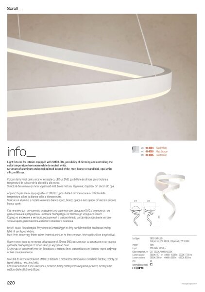 Redo 01-4011 - LED stmievateľné stropné svietidlo SCROLL LED/38W/230V zlaté
