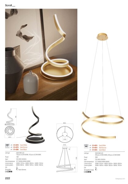 Redo 01-4015 - LED stmievateľný luster na lankách SCROLL LED/38W/230V čierny
