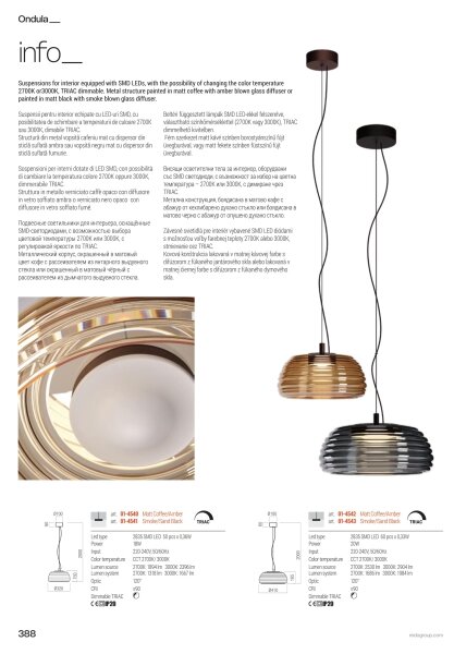 Redo 01-4541 - Stmievateľný LED luster na lanku ONDULA LED/12W/230V čierna/dymová