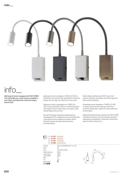 Redo 01-4802 - LED flexibilná lampička HELLO LED/3W/230V bronzová