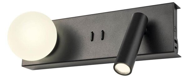 Redo 01-4663 - LED nástenné svietidlo NORMA LED/5W/230V + LED/3W CRI 90 USB čierne