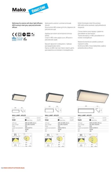 Redo 90678 -LED Vonkajšie nástenné svietidlo MAKO LED/65W/230V 3000K IP65 antracit