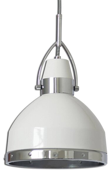 Biela závesná lampa Britta v priemyselnom dizajne