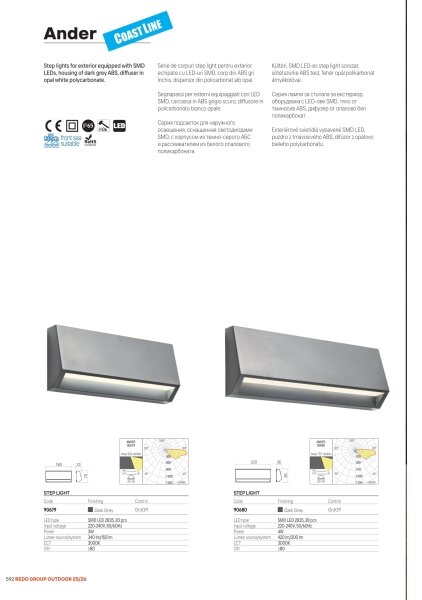 Redo 90679 - Vonkajšie orientačné svietidlo ANDER LED/3W/230V 3000K IP65 antracit