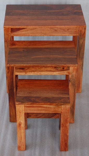 Odkladacie stolíky Kali 3ks indický masív palisander