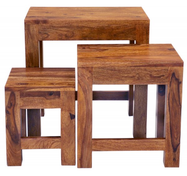 Odkladacie stolíky Kali 3ks indický masív palisander