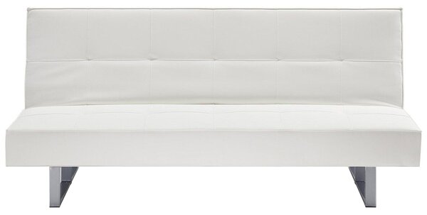 Rozkladacia pohovka z bielej umelej kože Moderná obývacia izba Konvertibilná 3 -miestna bez opierok minimalistický dizajn