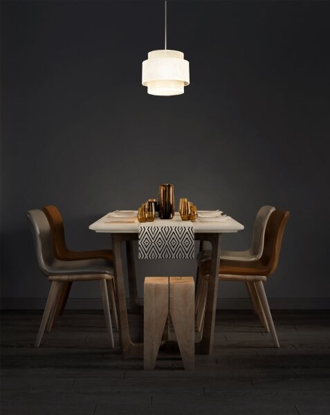 Závesné svietidlo BOHO na lanku 1xE27/60W/230V, priemer 20 cm, krémová/juta