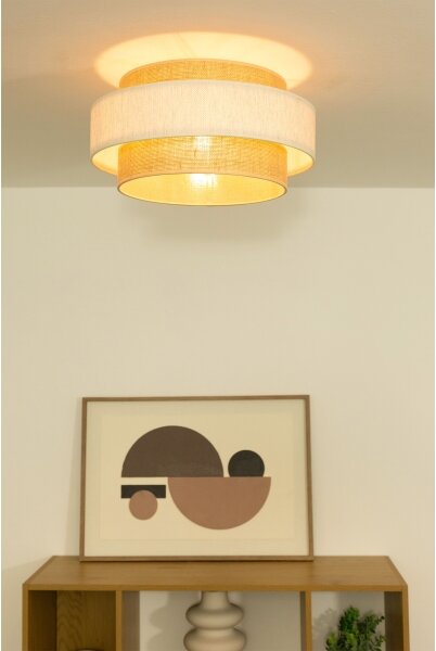 Stropné svietidlo BOHO 1xE27/60W/230V pr. 40 cm krémová/juta