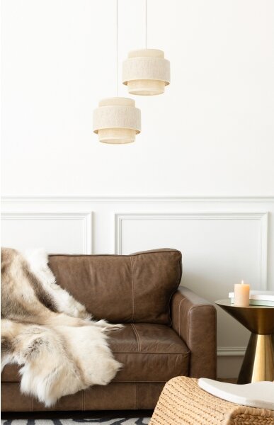 Luster na lanku BOHO 2xE27/60W/230V krémová/juta