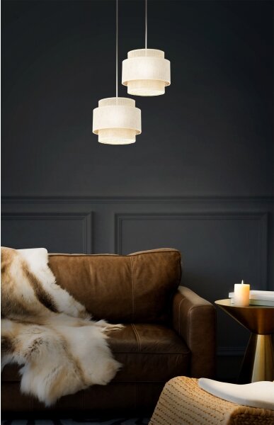 Luster na lanku BOHO 2xE27/60W/230V krémová/juta