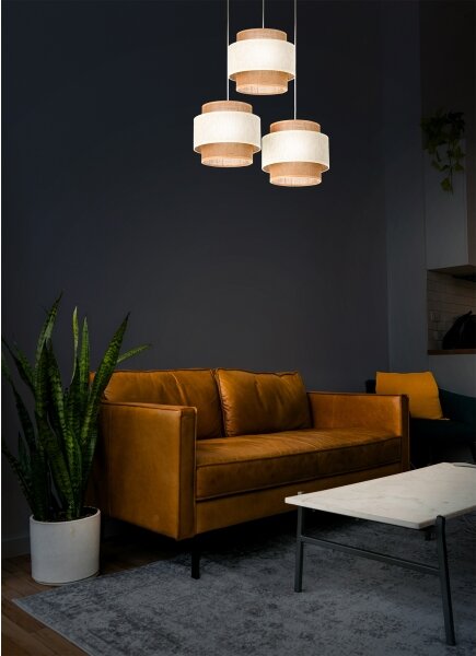 Luster na lanku BOHO 3xE27/60W/230V krémová/juta