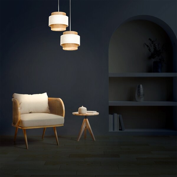 Luster na lanku BOHO 2xE27/60W/230V krémová/juta