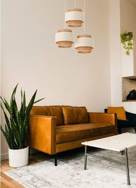 Luster na lanku BOHO 3xE27/60W/230V krémová/juta