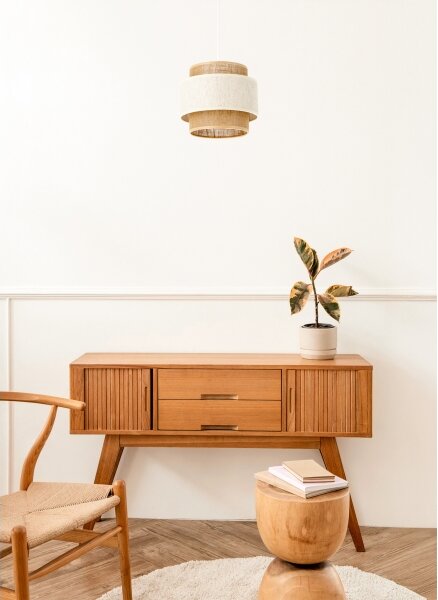 Závesný luster BOHO na lanku 1xE27/60W/230V, priemer 20 cm, krémová/juta