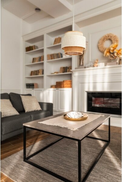 Luster na lane BOHO 1xE27/60W/230V, priemer 20 cm, biela/juta