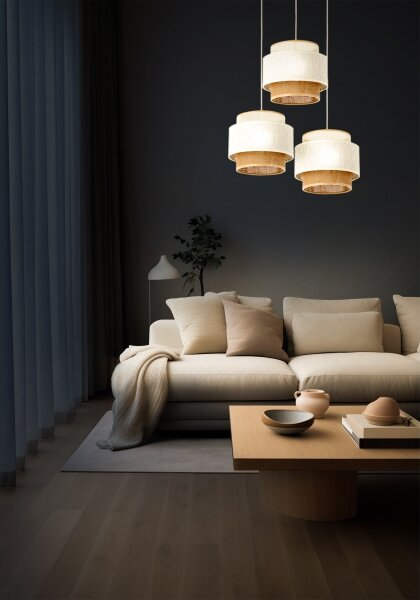 Závesné svietidlo BOHO 3xE27/60W/230V biela/juta