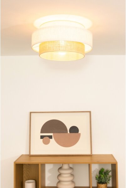 Stropné svietidlo BOHO 1xE27/60W/230V priemer 40 cm biela/juta