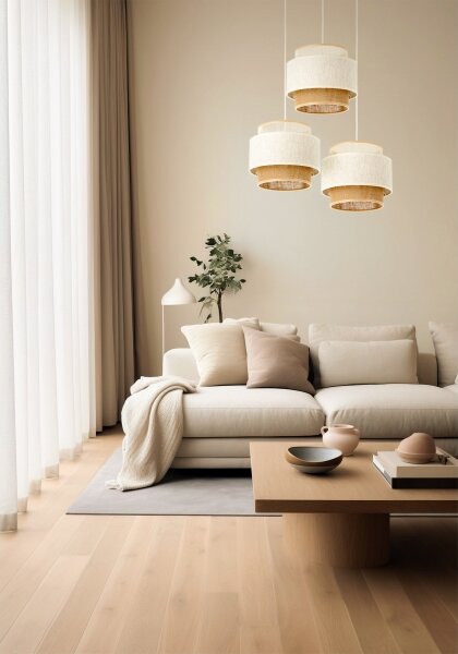 Závesné svietidlo BOHO 3xE27/60W/230V biela/juta