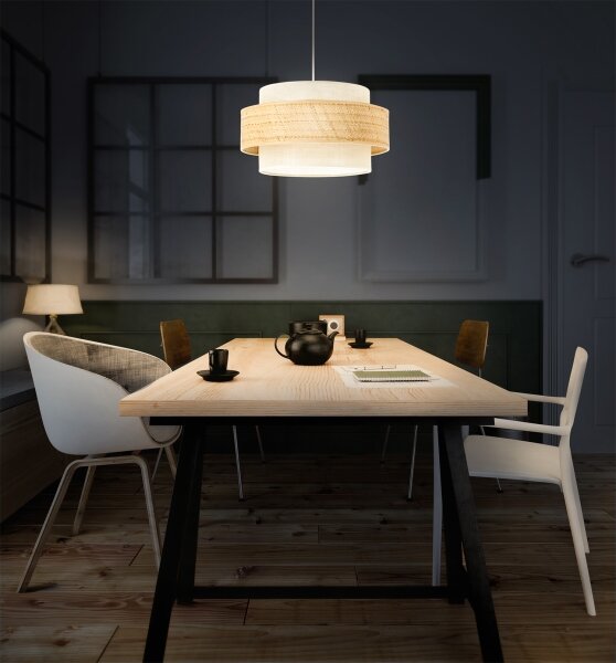 Luster BOHO na lane, priemer 40 cm, 1xE27/60W/230V, juta/krémová