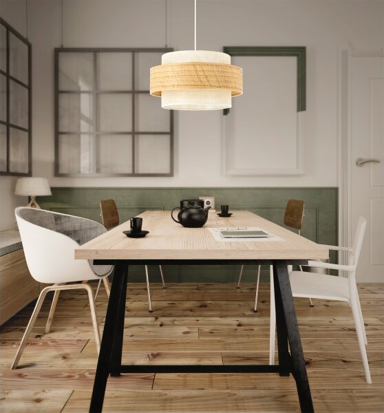 Luster BOHO na lane, priemer 40 cm, 1xE27/60W/230V, juta/krémová
