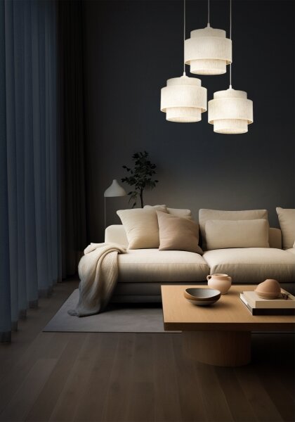 Luster na lanku BOHO 3xE27/60W/230V biela
