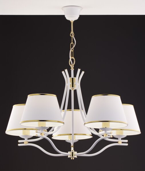 Jupiter 2084 - Závesný luster SAMBA na reťazi 5xE27/15W/230V biela/zlatá