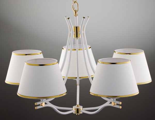 Jupiter 2084 - Závesný luster SAMBA na reťazi 5xE27/15W/230V biela/zlatá