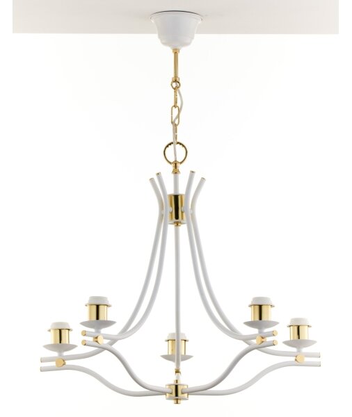 Jupiter 2084 - Závesný luster SAMBA na reťazi 5xE27/15W/230V biela/zlatá
