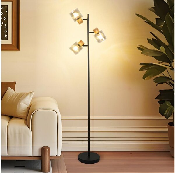Brilagi - Stojacia lampa HYGGE 3xE14/15W/230V drevo/dymová