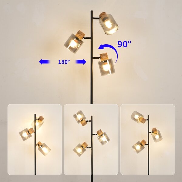 Brilagi - Stojacia lampa HYGGE 3xE14/15W/230V drevo/dymová