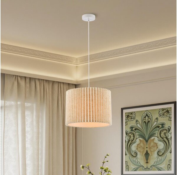 Brilagi - Závesný luster NORDIC WAVE 1xE27/15W/230V, priemer 32 cm, ľan/biela