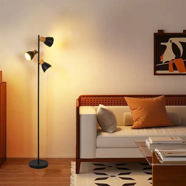 Brilagi - Stojacia lampa ODENSE 3xE14/10W/230V drevo/čierna