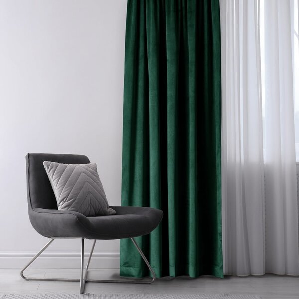 Tmavozelený zamatový dimout záves 140x245 cm Eyelets – Restilo