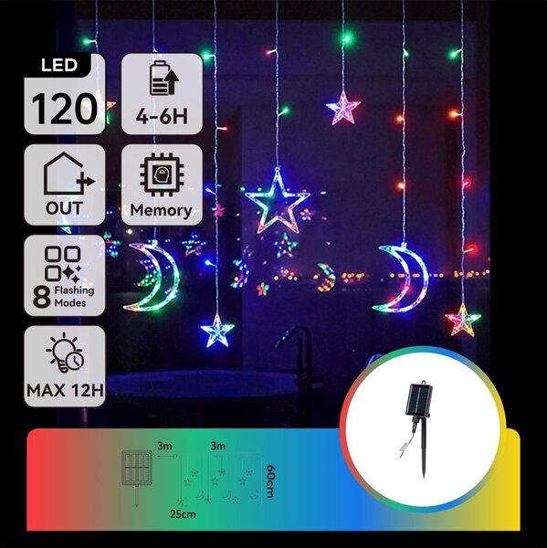 Aigostar - LED RGBY solárny vianočný reťaz 120xLED/8 funkcií 3x0,6m 500 mAh IP65